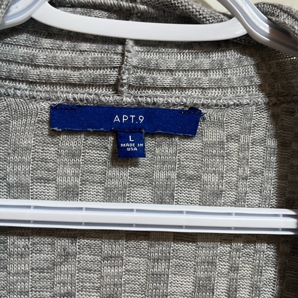 Apt. 9 grey ribbed cardigan, sz L - Picture 3 of 5